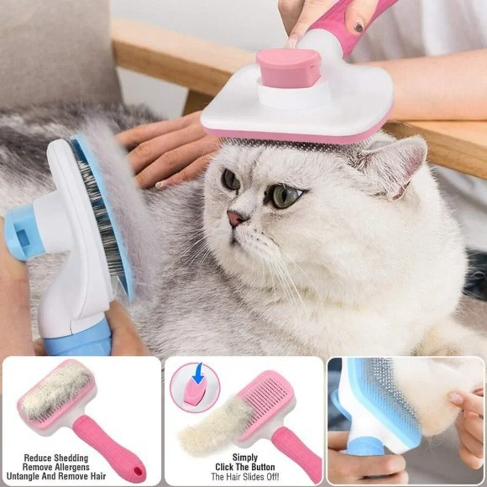 Self Cleaning Slicker Brush Grooming Tool for Cats Dogs NWT